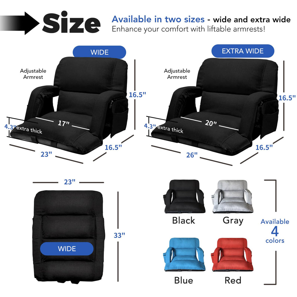 Black Wide Stadium Seats with Back Support Q659596