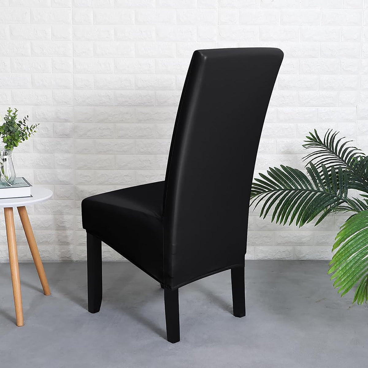 Black 6 Set Waterproof Dining Room Chair Cover U87396
