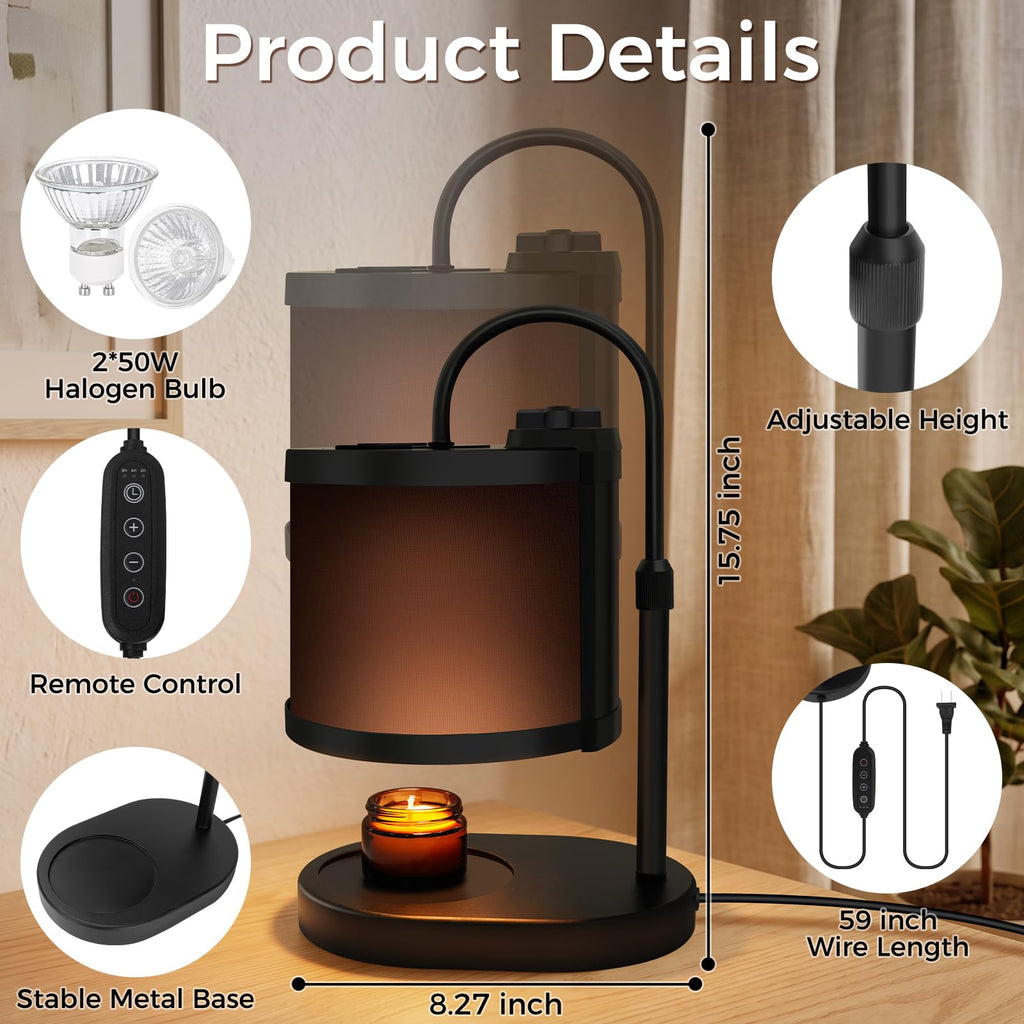 Black Candle Warmer Lamp with Timer and Dimmer X86637