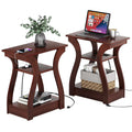 Cherry End Tables Set of 2 with Charging Station H341721