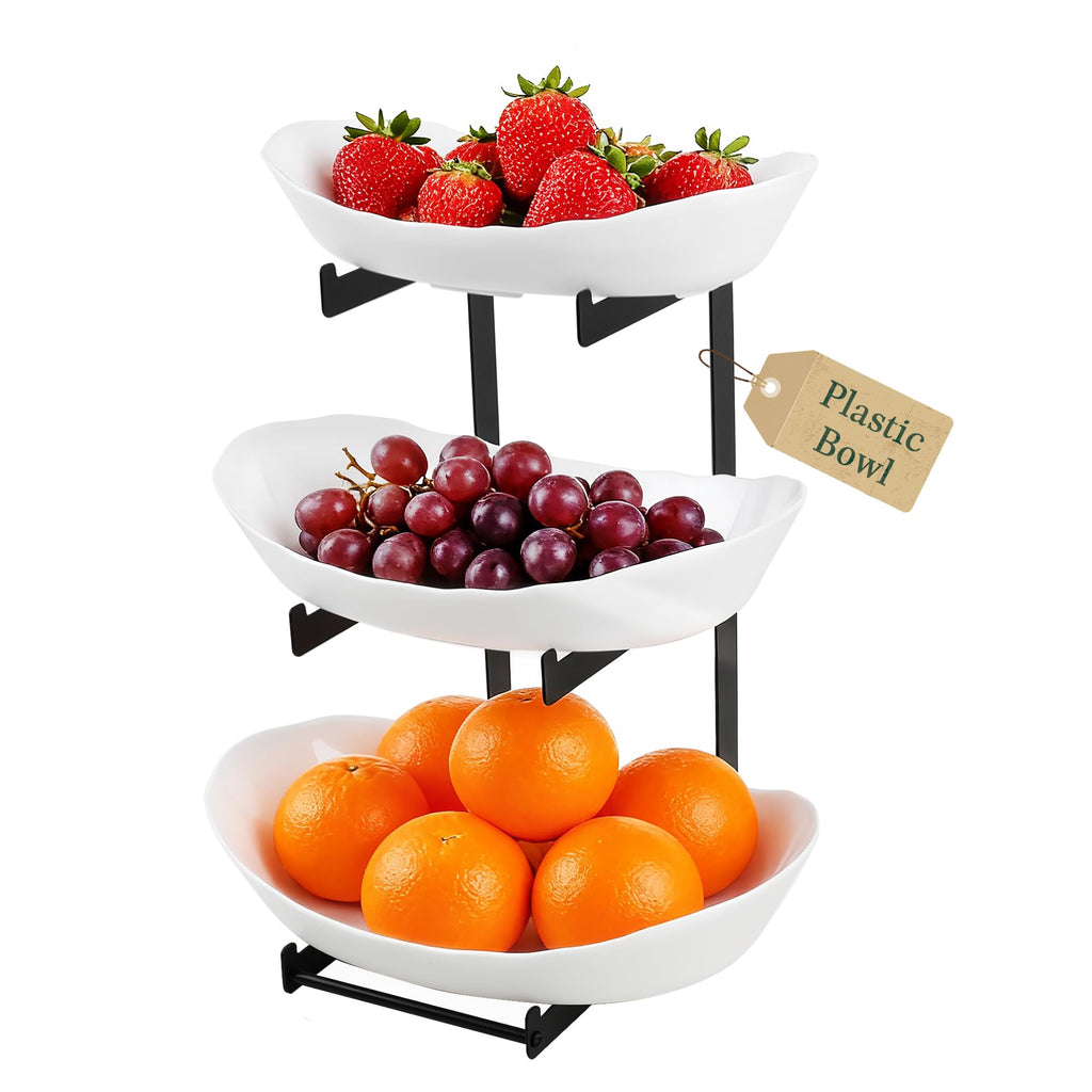 3 Tier White Plastic Fruit Bowl F57111