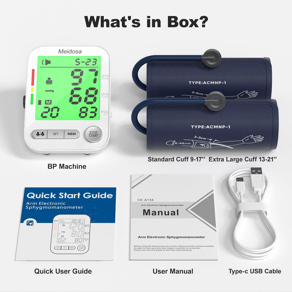 Rechargeable Automatic Digital Blood Pressure Monitor with 2 Cuffs D3818