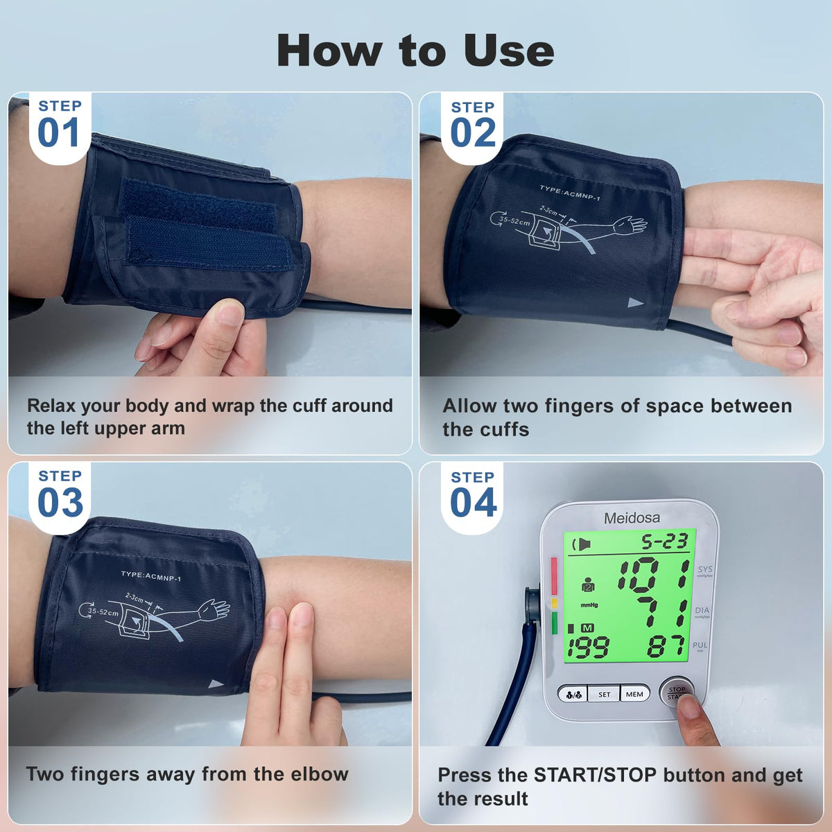 Rechargeable Automatic Digital Blood Pressure Monitor with 2 Cuffs D3818