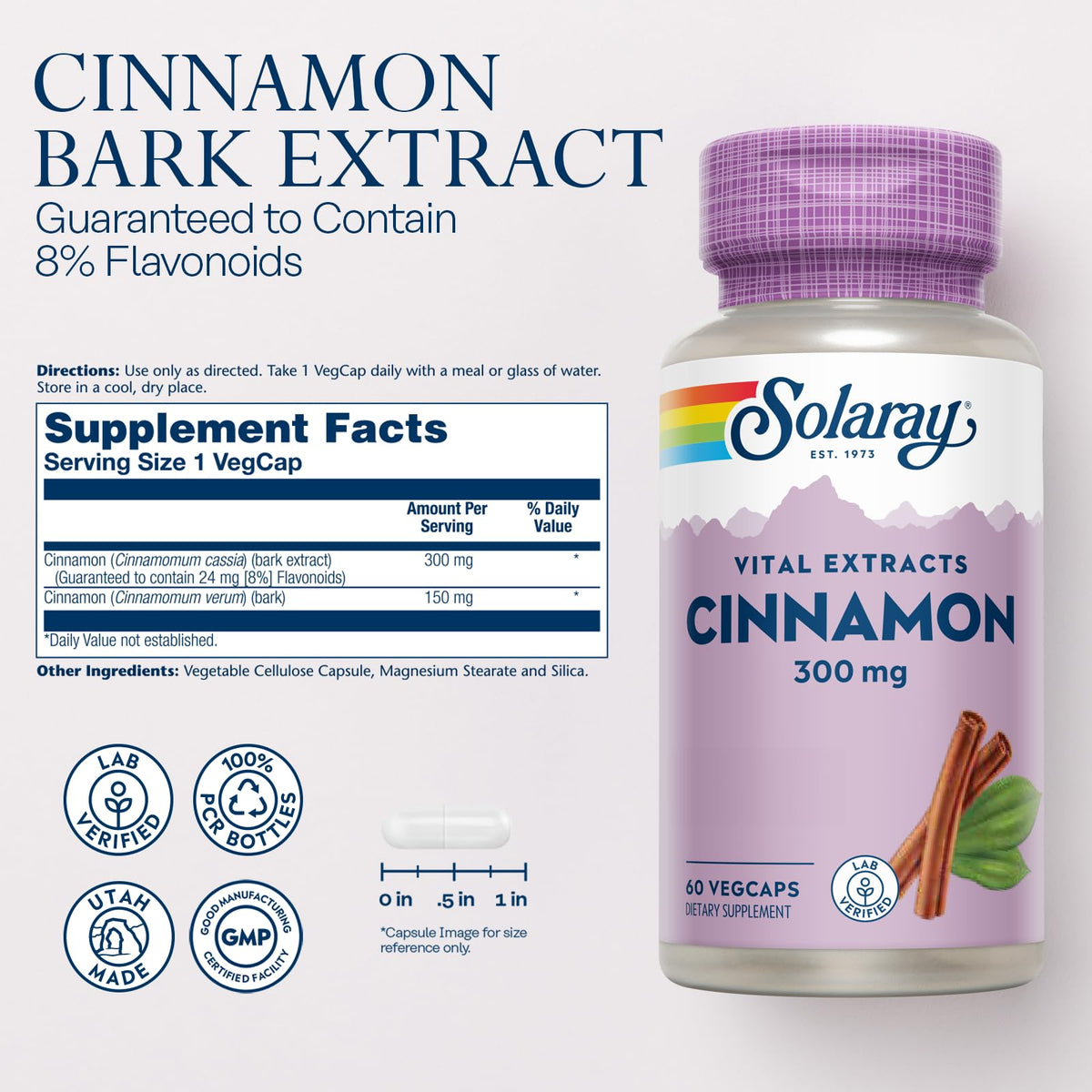Cinnamon Extract 300 Mg 60 VegCaps G25315