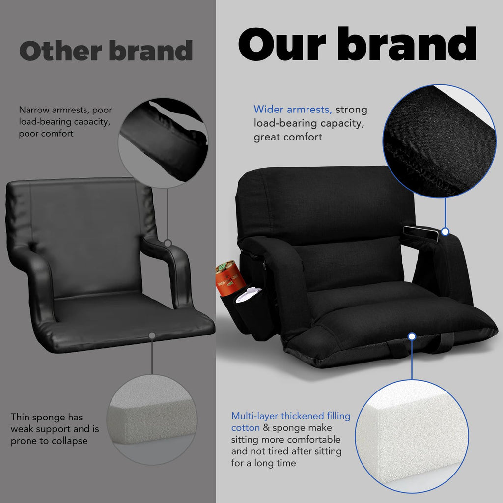 Black Wide Stadium Seats with Back Support Q659596