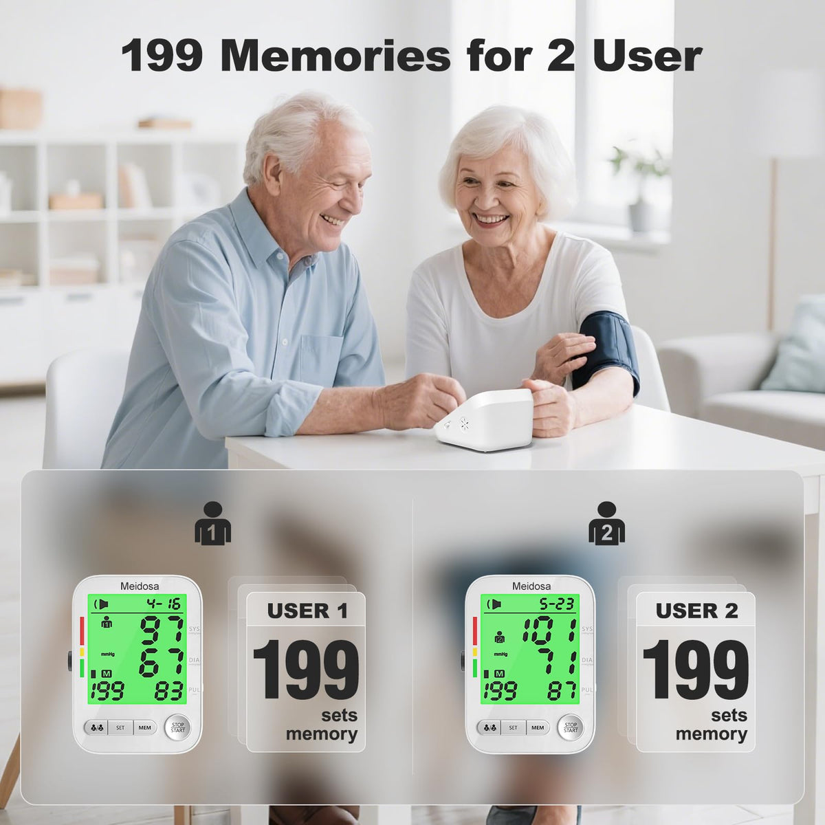 Rechargeable Automatic Digital Blood Pressure Monitor with 2 Cuffs D3818