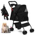 Foldable Dog Stroller with 4 Wheels and Storage Basket Black D6824
