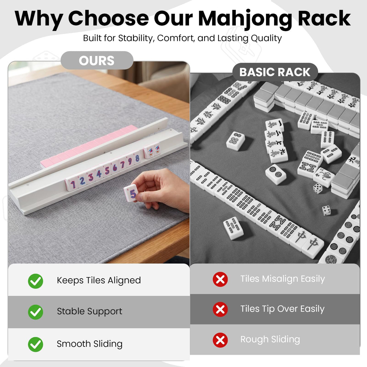 Set of 4 Wooden Mahjong Racks with Pushers B544248