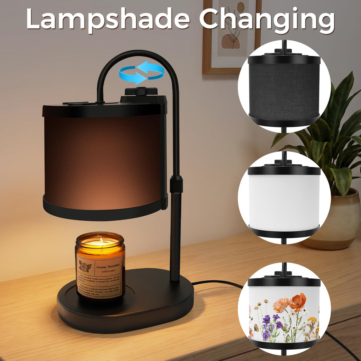 Black Candle Warmer Lamp with Timer and Dimmer X86637
