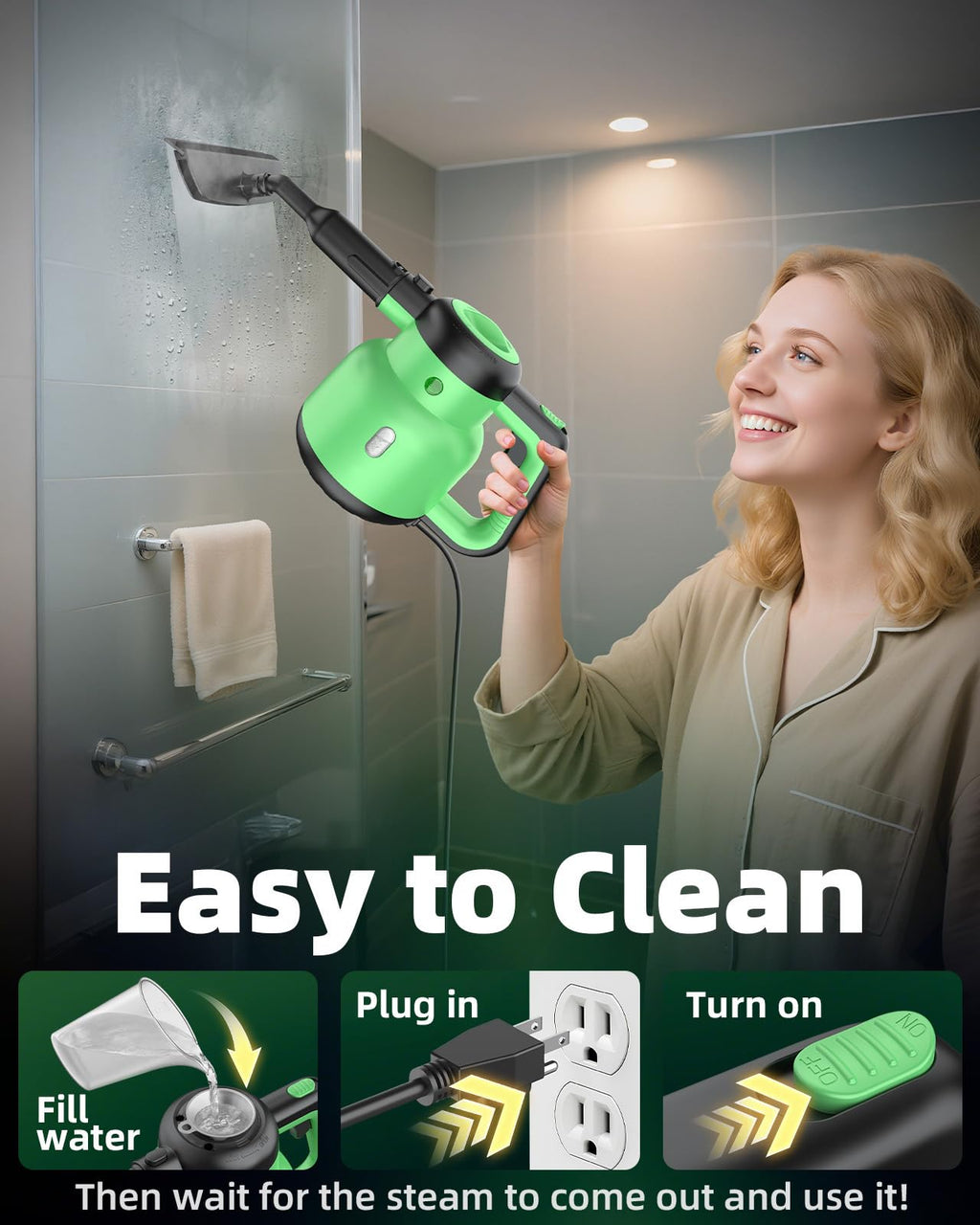 1400W 12-in-1 Steam Mop with Detachable Handheld Steam Cleaner S425700