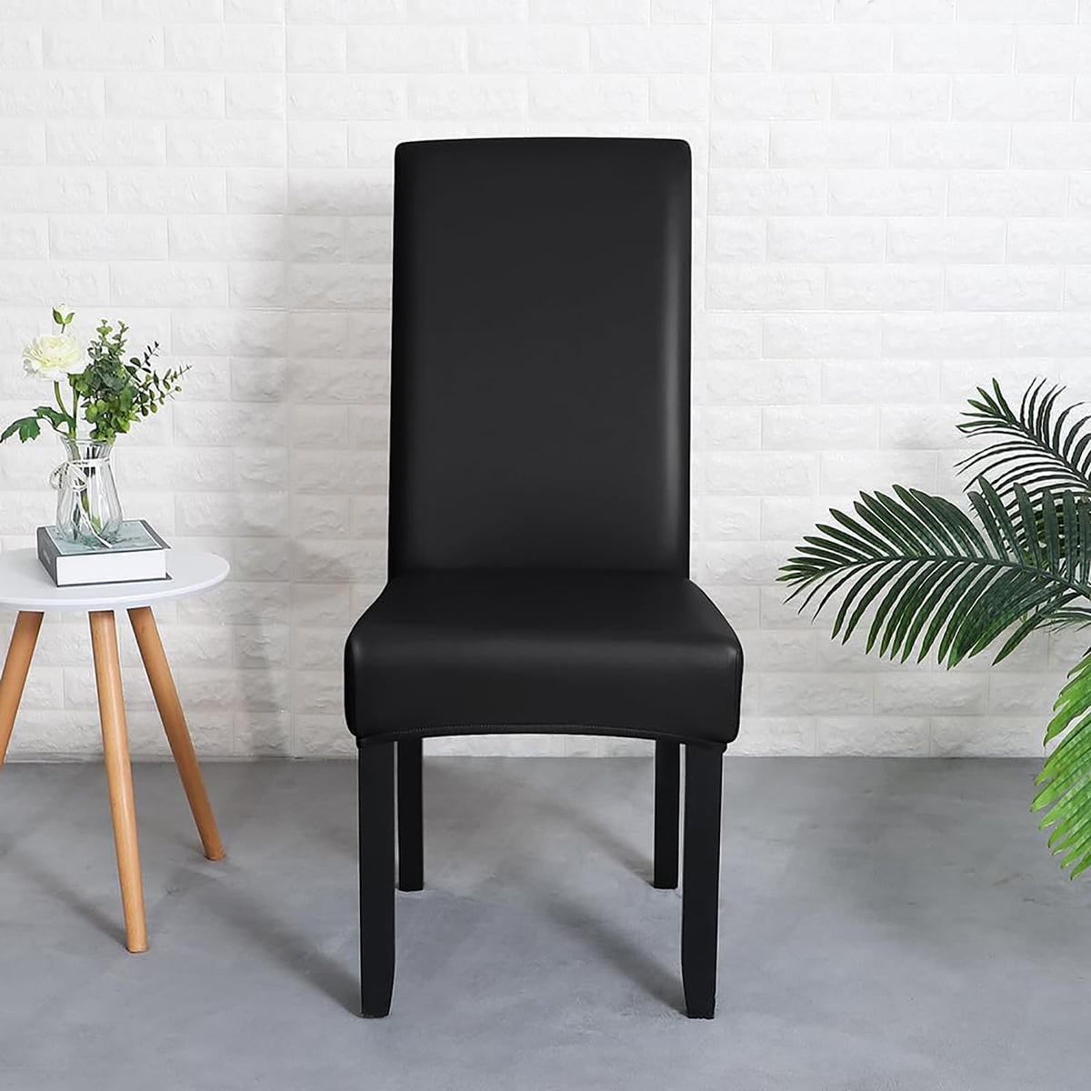 Black 6 Set Waterproof Dining Room Chair Cover U87396