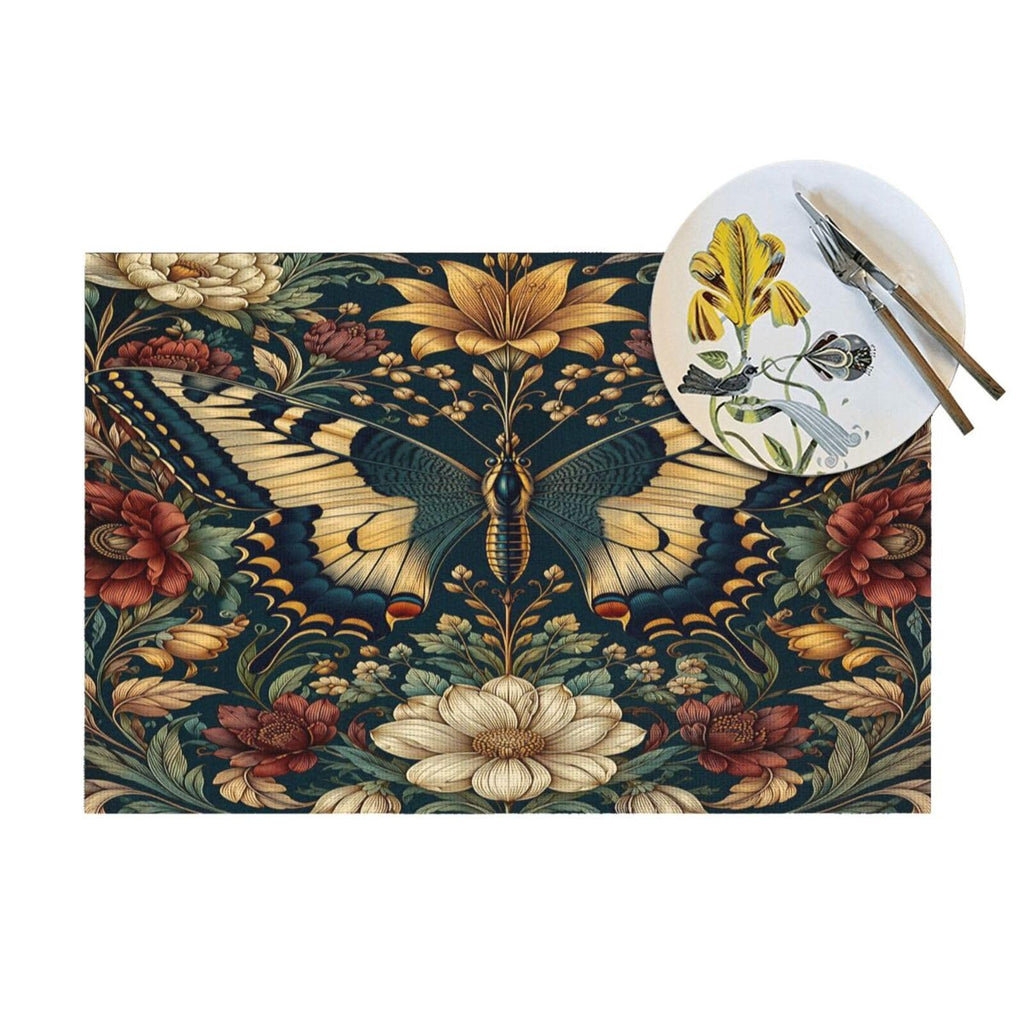 Vintage Butterfly Floral Woven Placemat 12X18 in J191