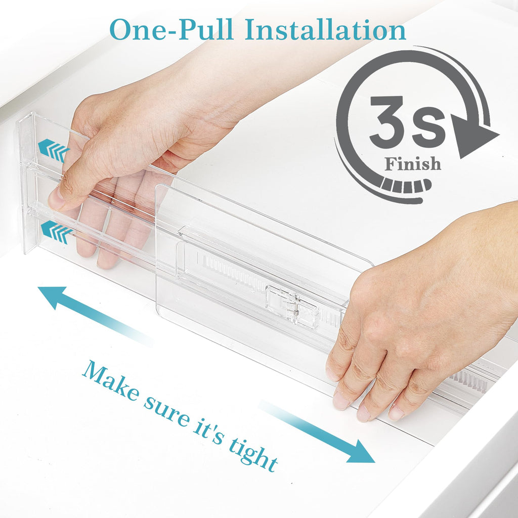 12 Pack Adjustable Clear Plastic Drawer Dividers F3005