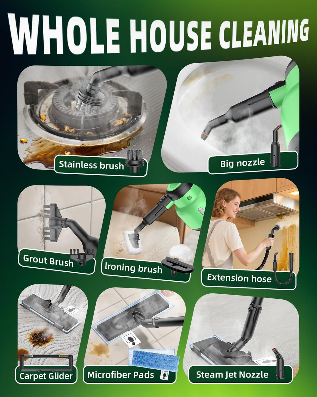1400W 12-in-1 Steam Mop with Detachable Handheld Steam Cleaner S425700