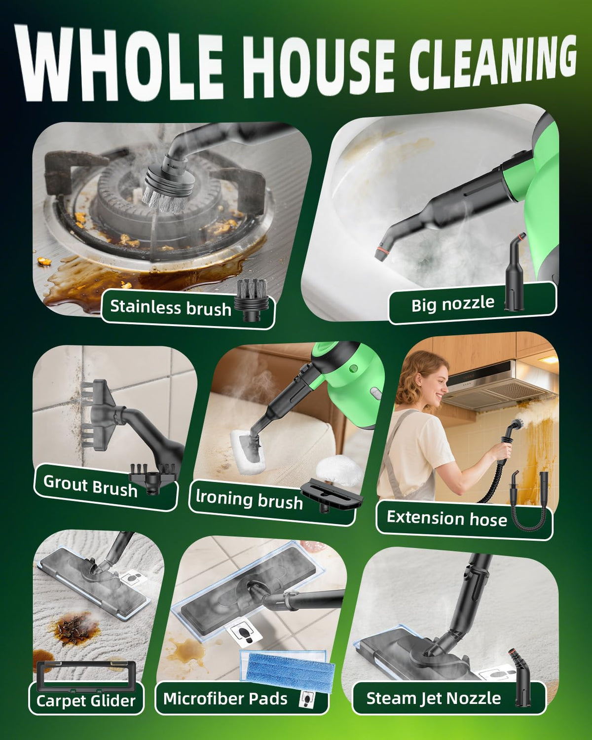 1400W 12-in-1 Steam Mop with Detachable Handheld Steam Cleaner S425700