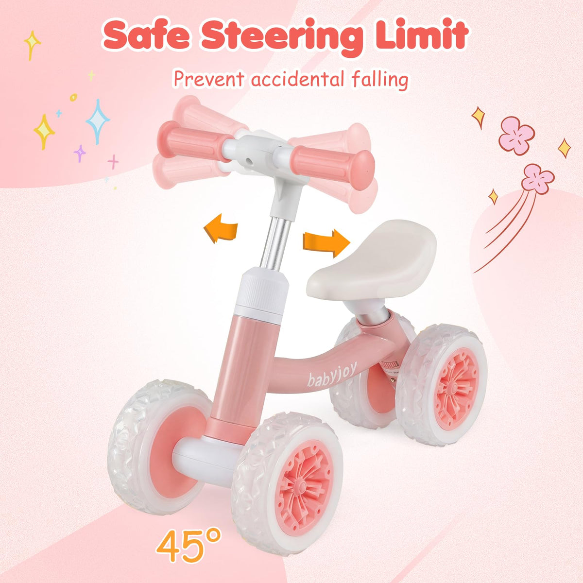 4 Wheels Toddler Balance Bike with Adjustable Handlebar & Seat P688520