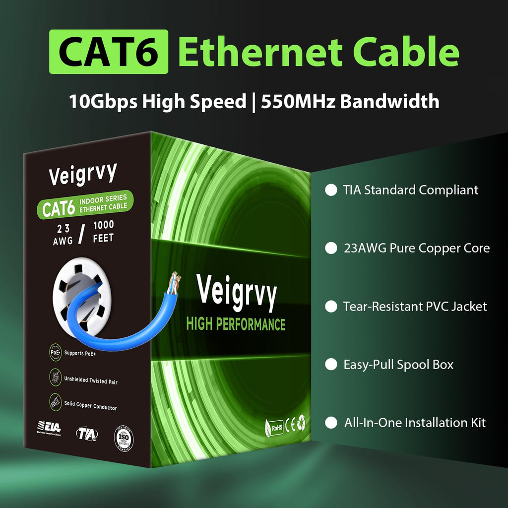 Cat 6 1000 ft 23AWG Solid Bare Copper UTP Ethernet Cable F1692