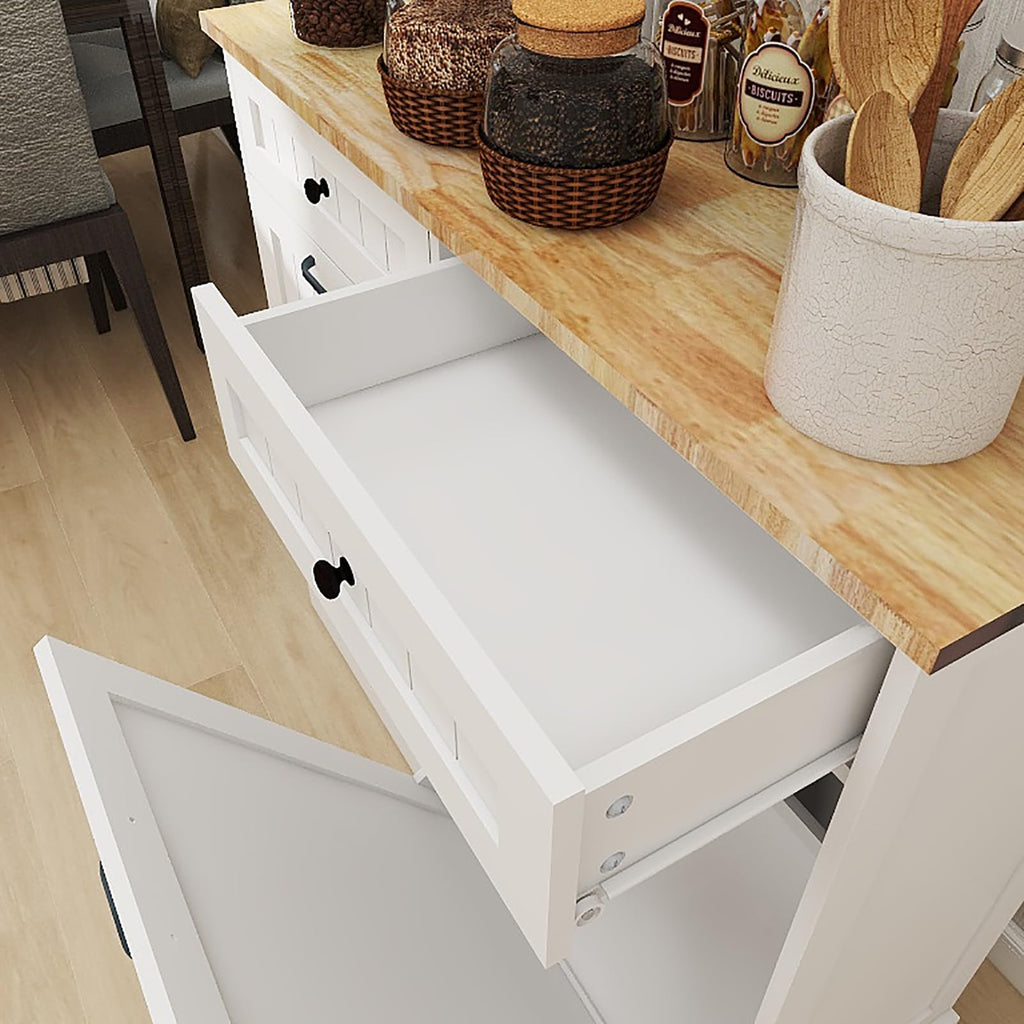White Double Tilt Out Trash Cabinet with 2 Drawers A2095
