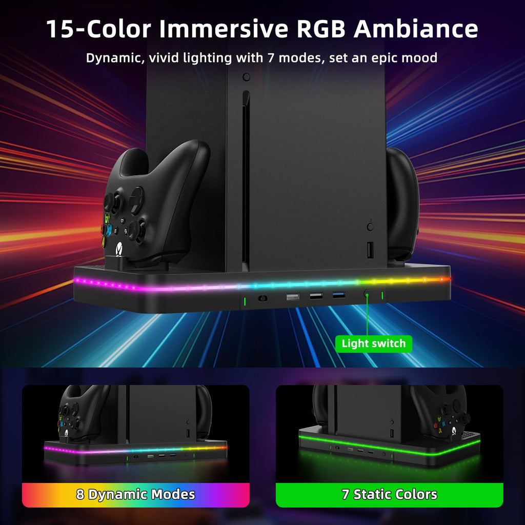Black Cooling Fan Charging Stand with 3 USB Ports Q506