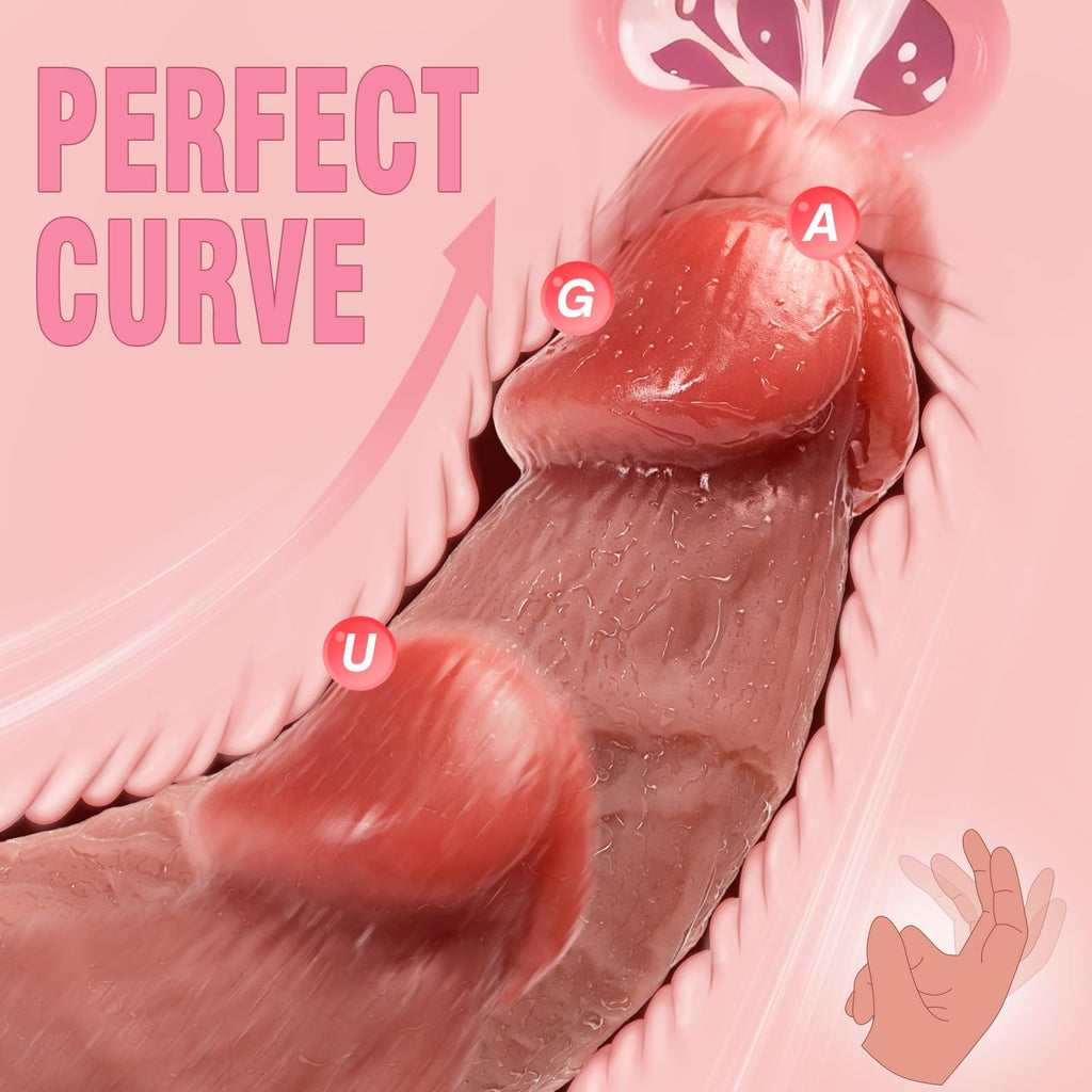 8.5" Curved Dual Density Silicone Dildo with Suction Cup N986