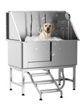 Stainless Steel Dog Grooming Bathtub with Removable Ramp E24148