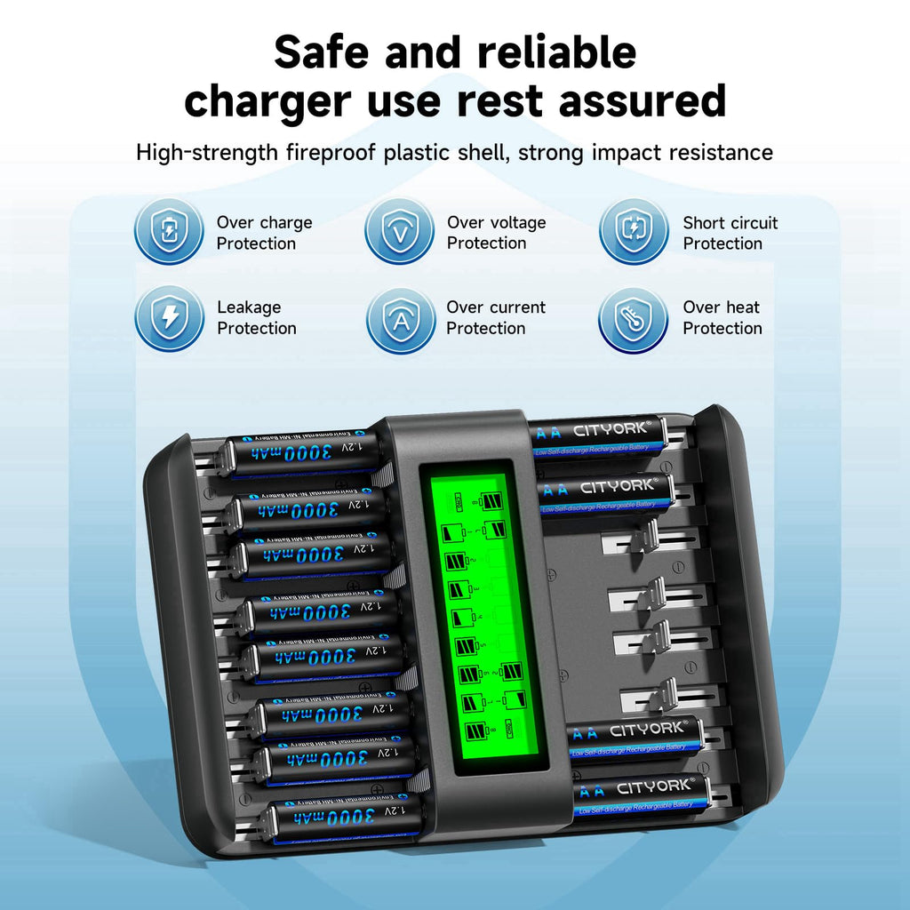 16 Pack Rechargeable AA Batteries with Charger G49266