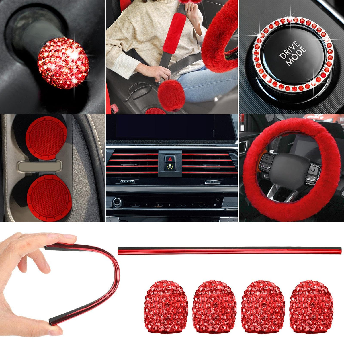 Red Black Car Seat Cover Full Set Z897527