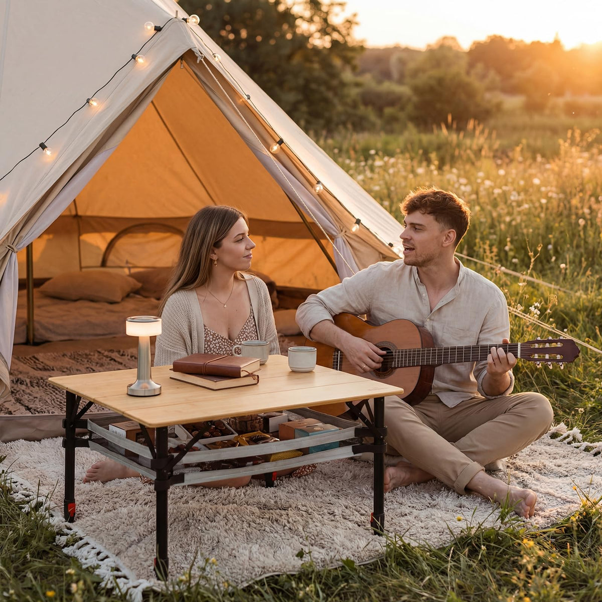 Bamboo Aluminum Folding Camping Table X54481