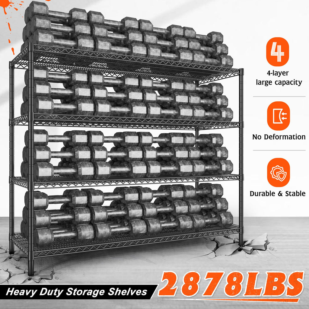 4-Tier Heavy Duty Metal Shelving Unit with Wheels X972
