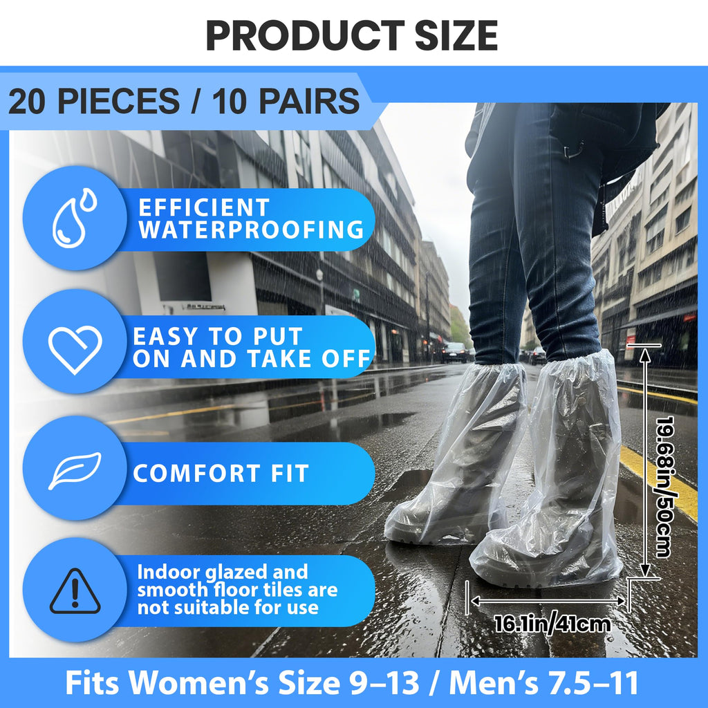 10 Pairs Waterproof Non-Slip Plastic Boot Covers I32381