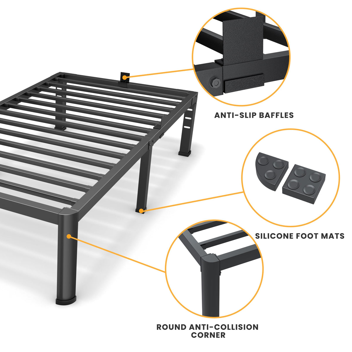 14 Inch Twin Metal Bed Frame D884