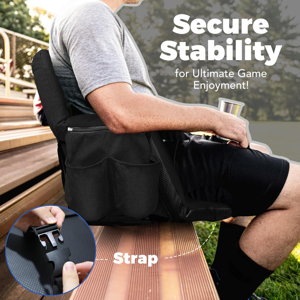 Black Wide Stadium Seats with Back Support Q659596