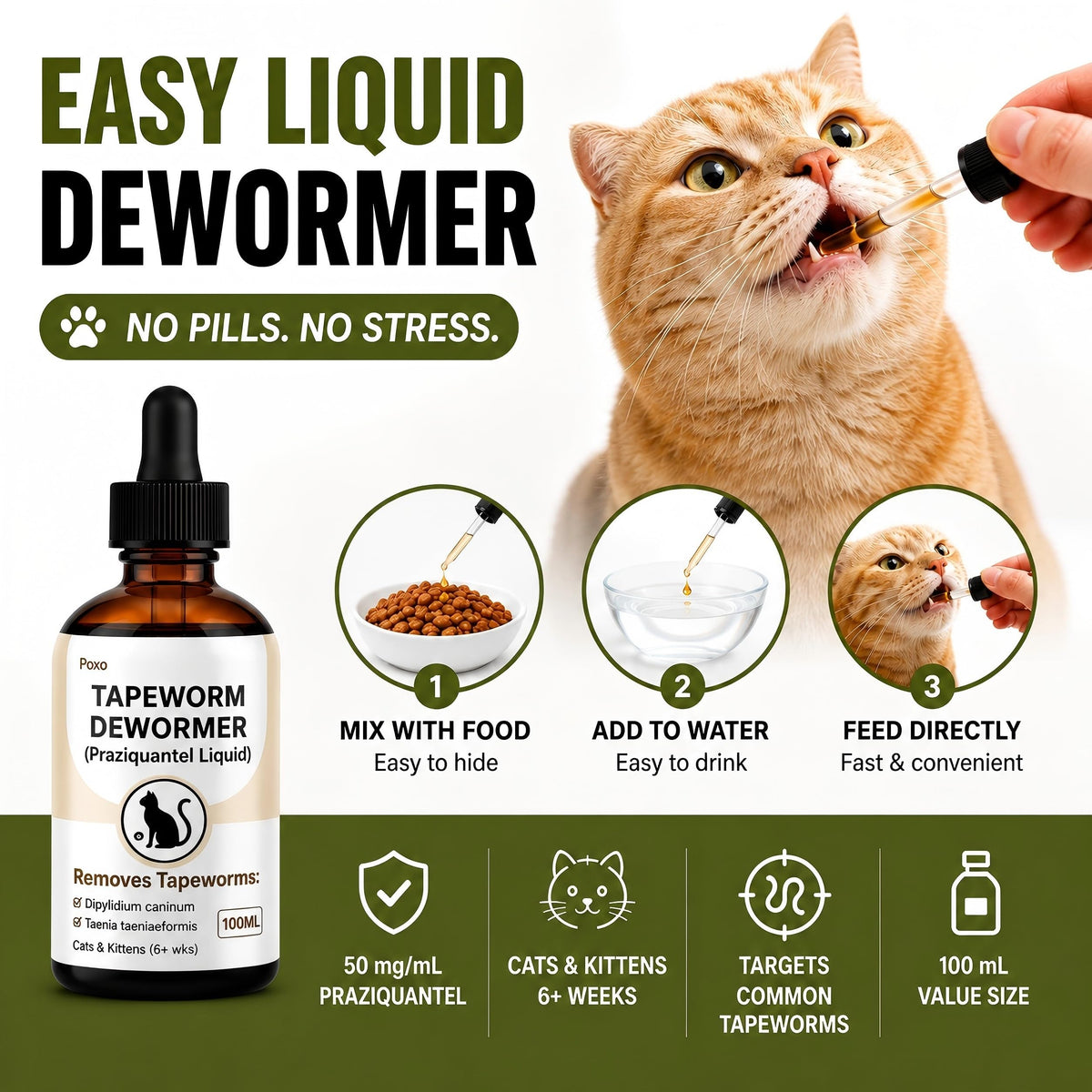 Cat Tapeworm Dewormer Liquid 100 mL Z7637