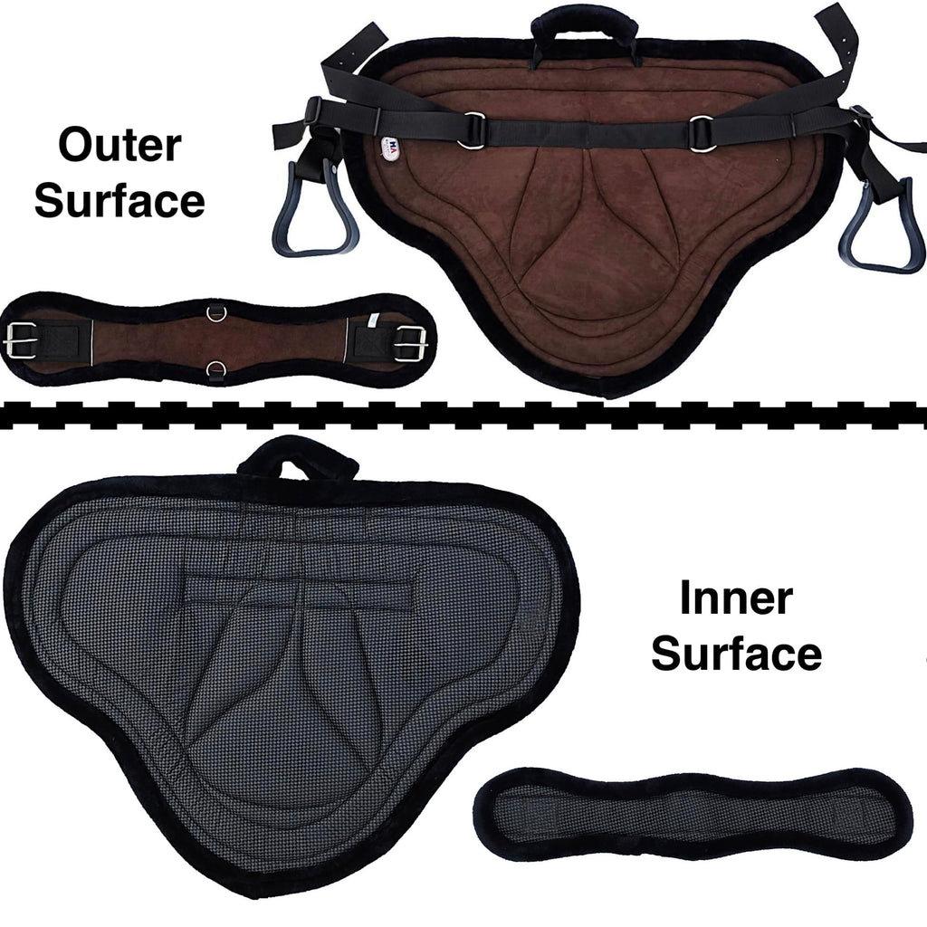 Padded Suede Leather Bareback Pad with Girth & Stirrups J64823