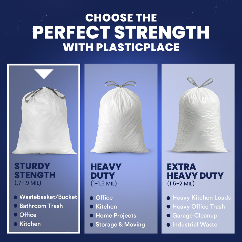 4 Gallon White Drawstring Trash Bags, 200 Count I380494