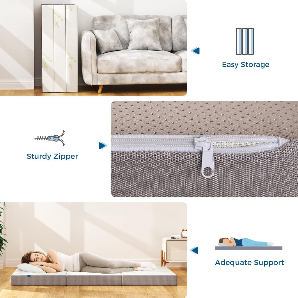 Twin 5 Inch Memory Foam Trifold Mattress A298