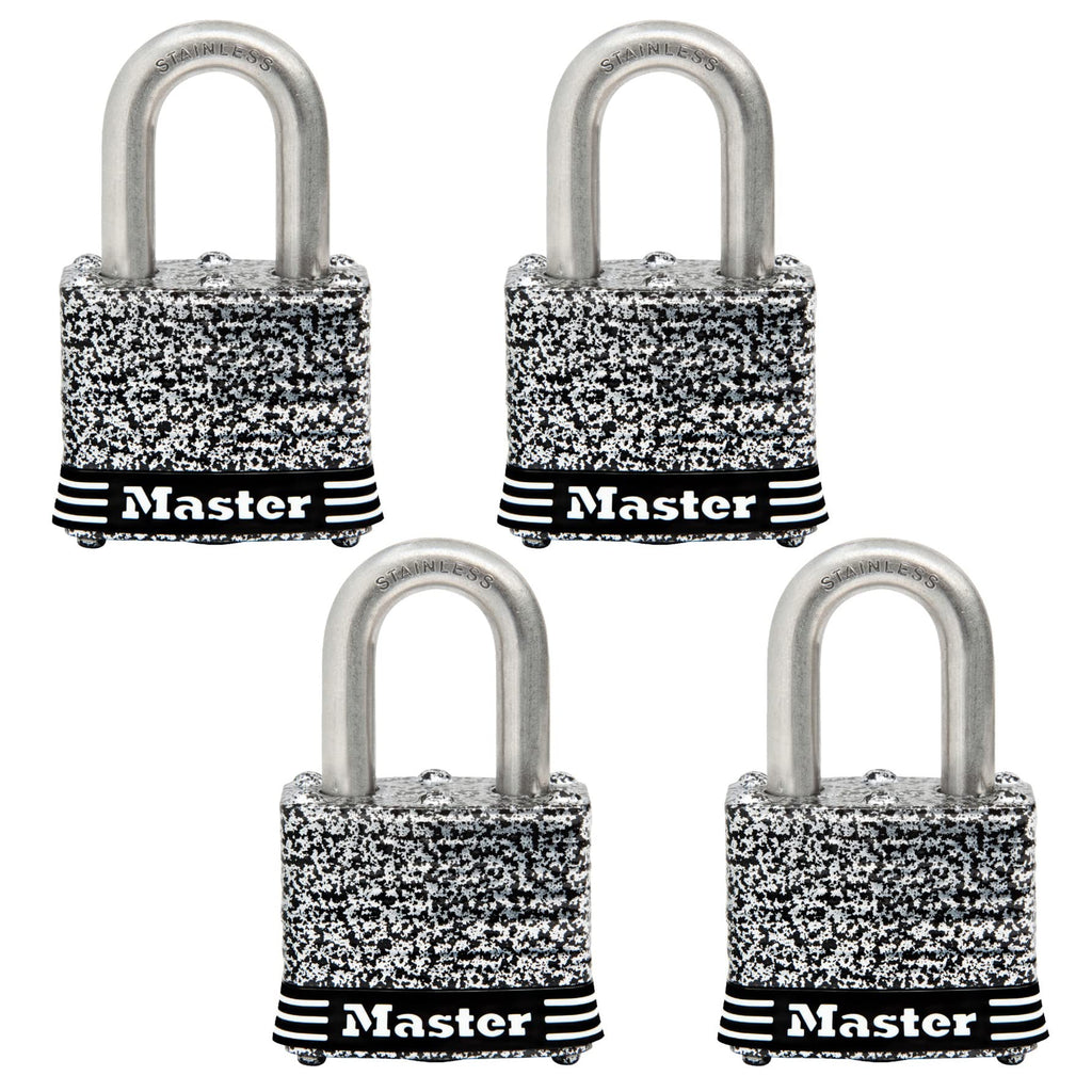 Stainless Steel Outdoor Padlock with Key, 4 Pack D587