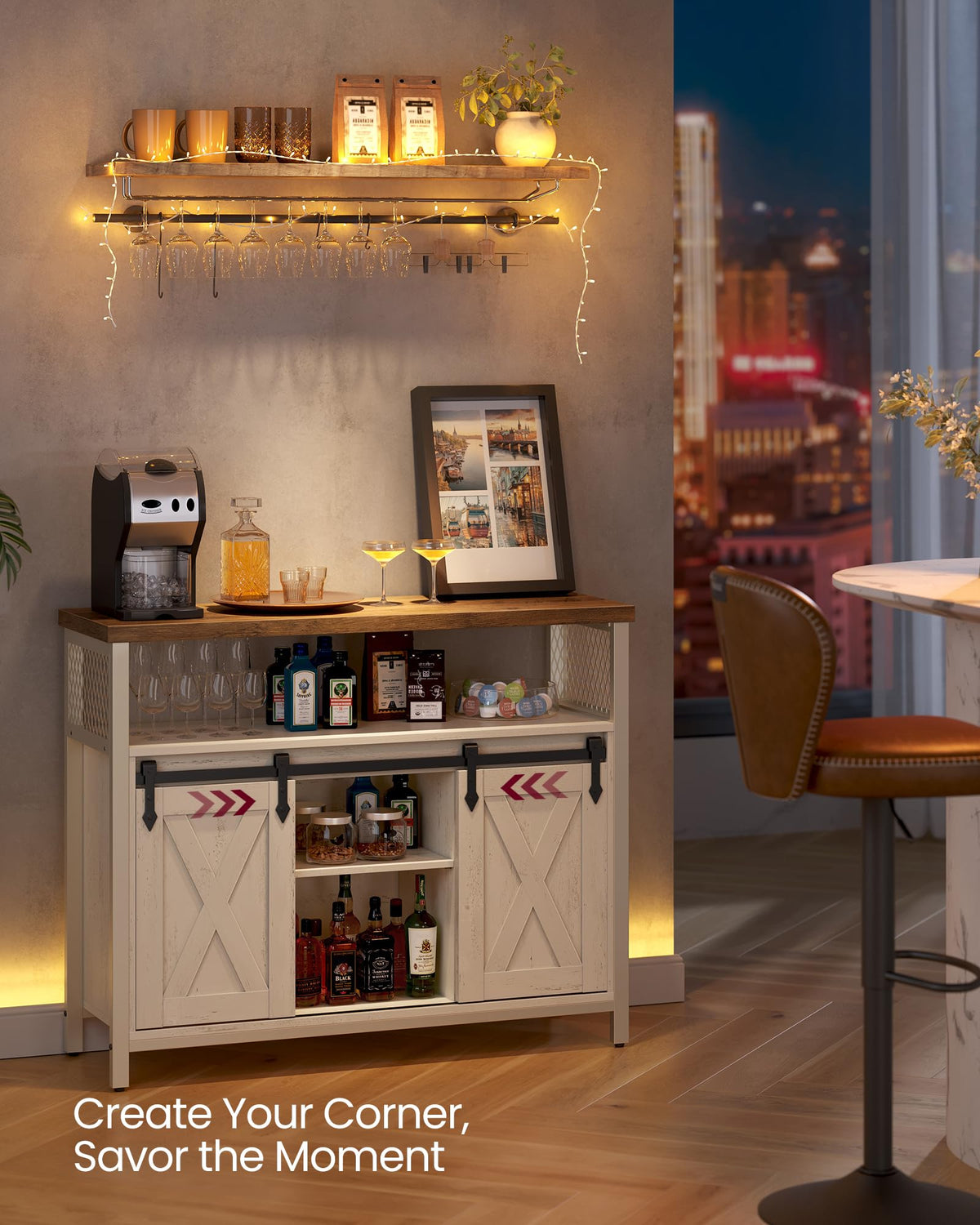 Buffet Cabinet with 2 Sliding Barn Doors R8614