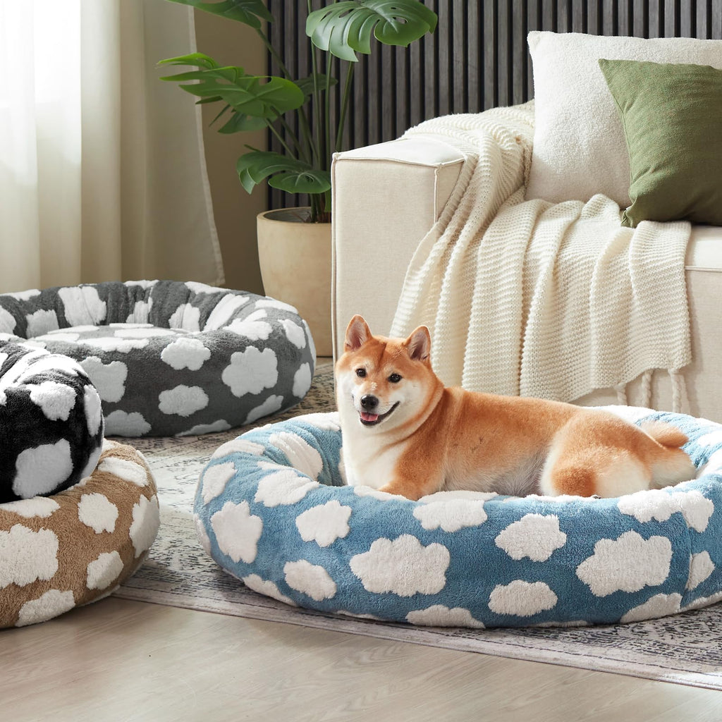 Blue Round Dog Bed with Washable Cover D91326