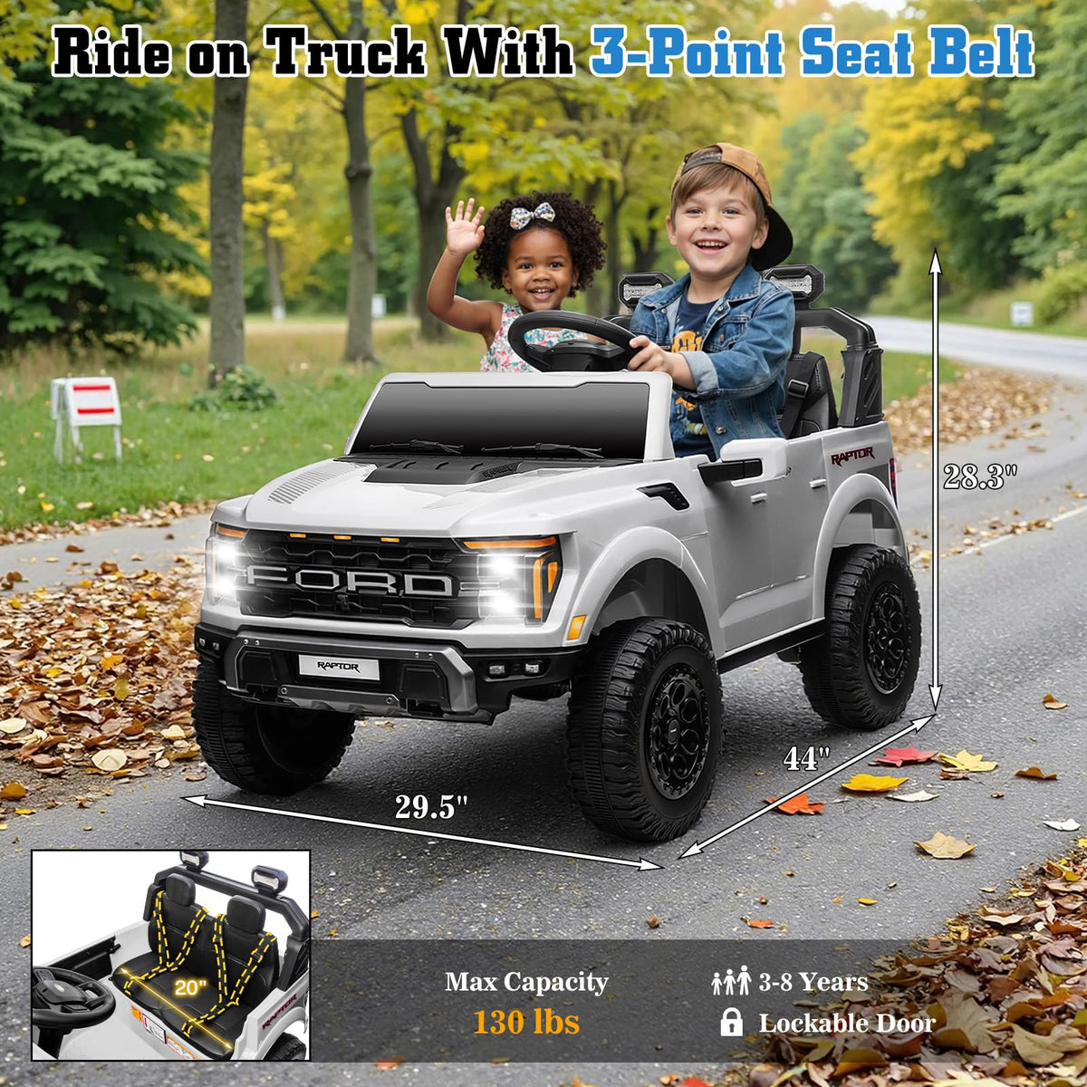 White 24V 2 Seater Ride On Truck C68103