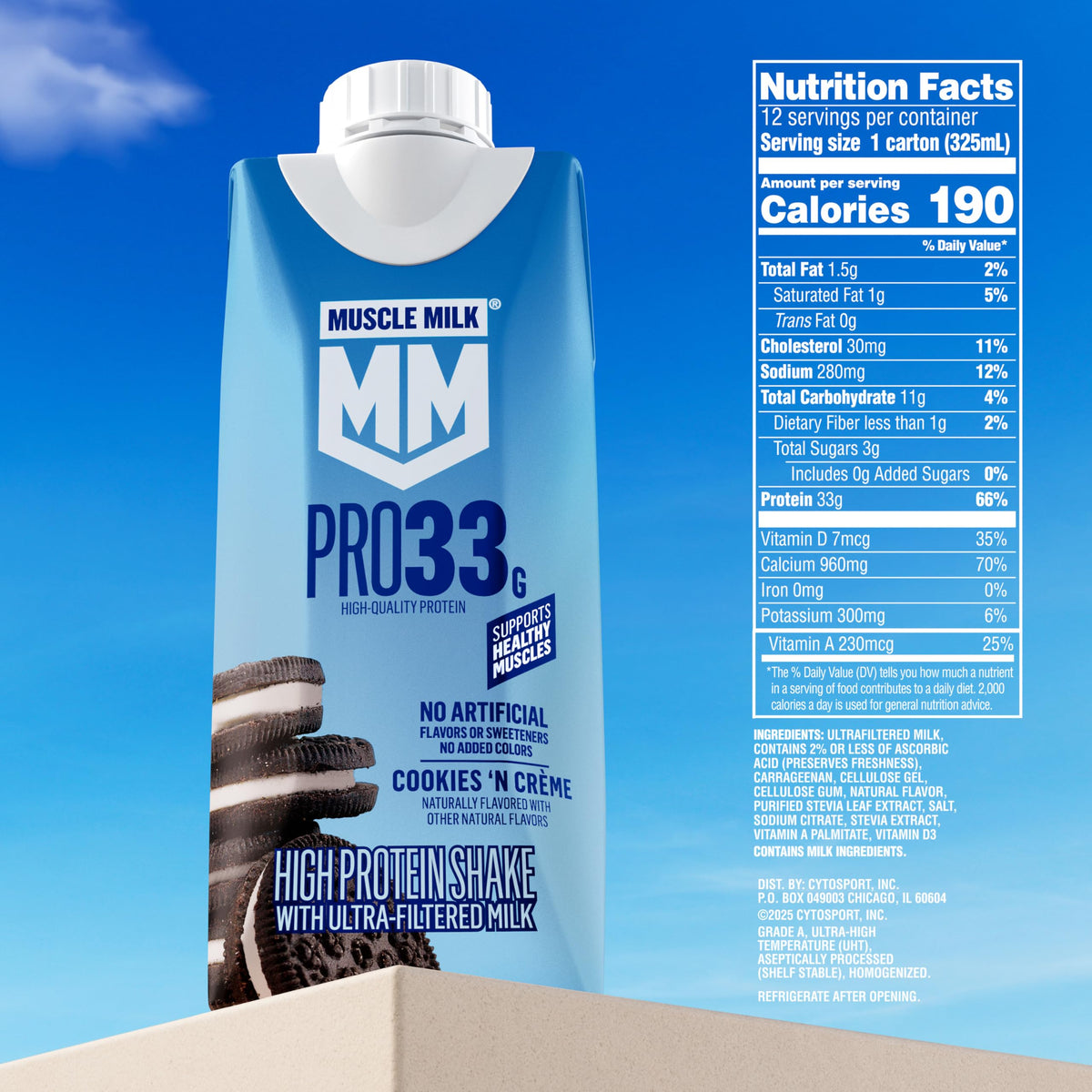 11 fl oz High Protein Shake, 12 Pack, 33g Protein, 3g Sugar J20590