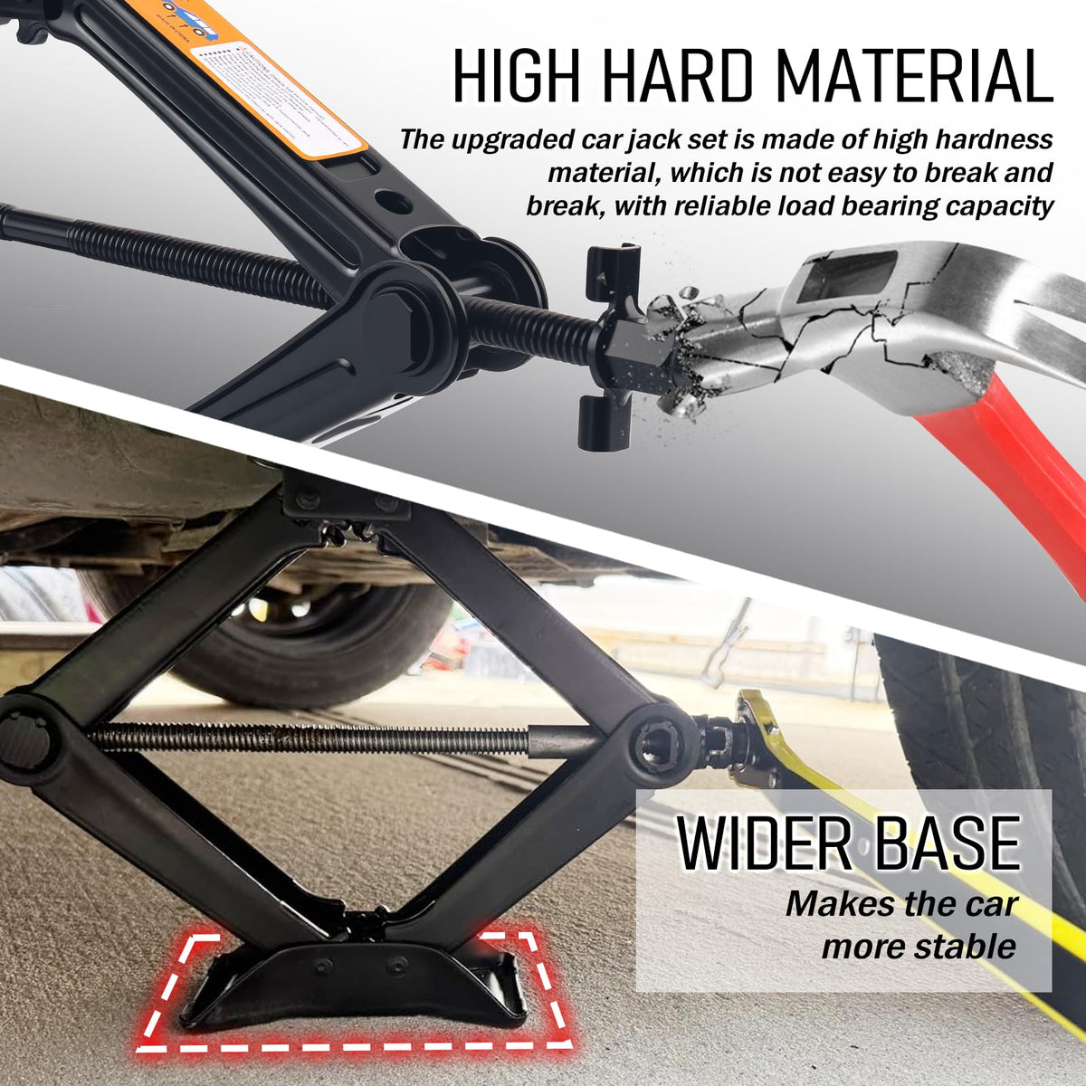 2 Ton Portable Scissor Jacks Set with Lug Wrench H401