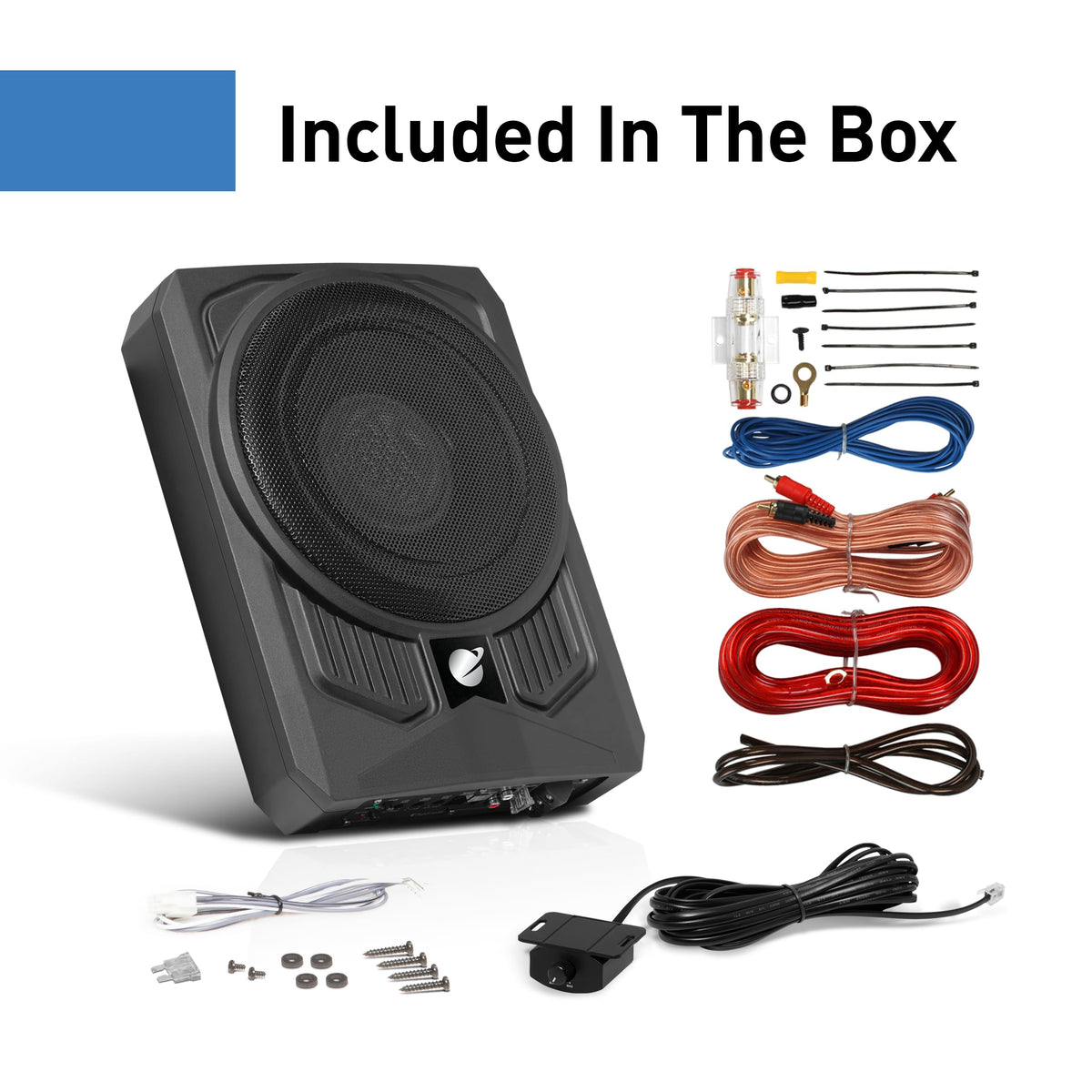 10 Inch 1000 Watt Powered Car Subwoofer and Wiring Kit S36344