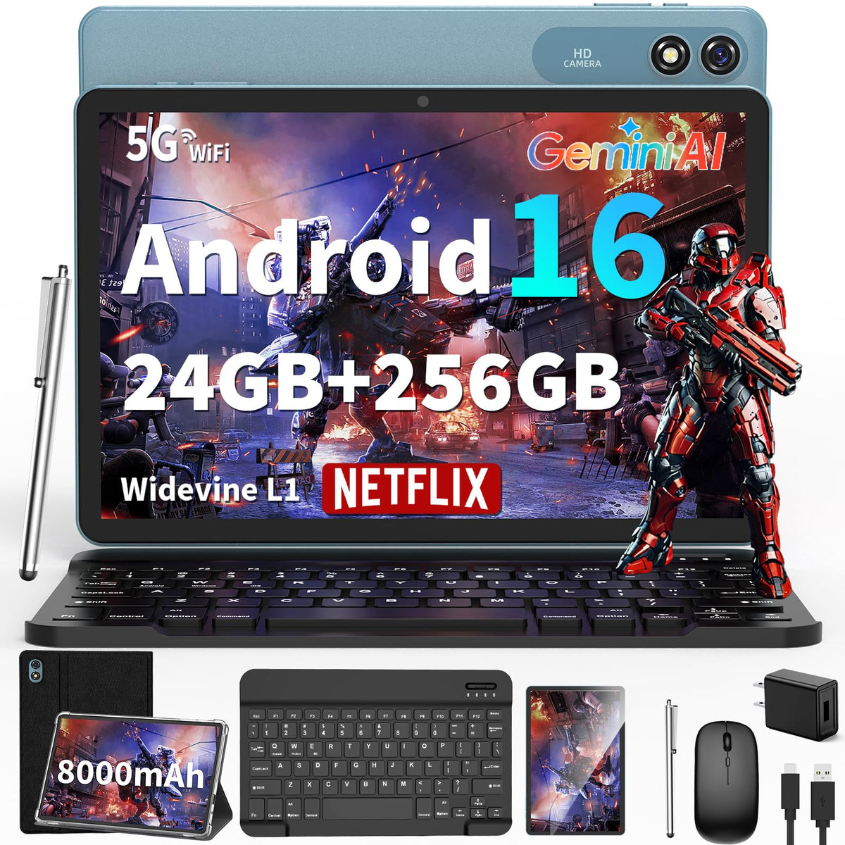 Android 16 Tablet 10 inch 32GB 256GB 2TB Expand Black G9564