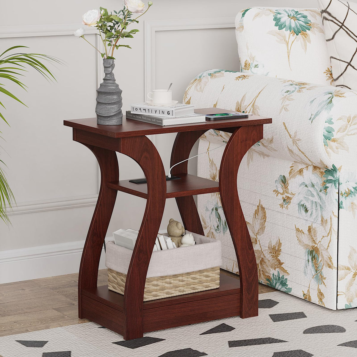 Cherry End Tables Set of 2 with Charging Station H341721