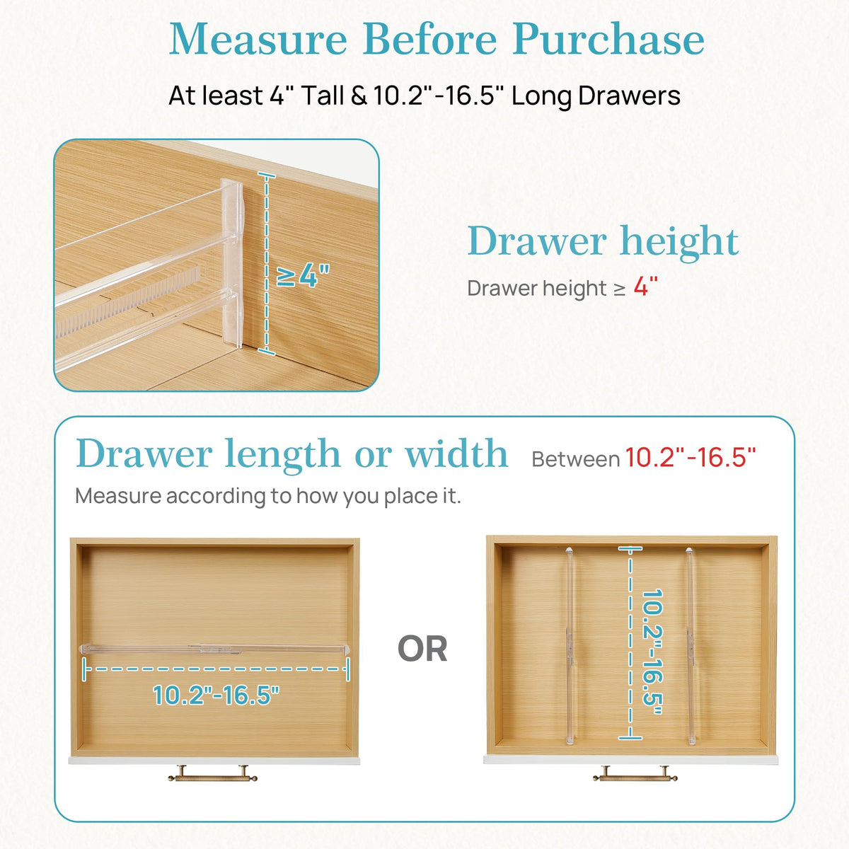 12 Pack Adjustable Clear Plastic Drawer Dividers F3005
