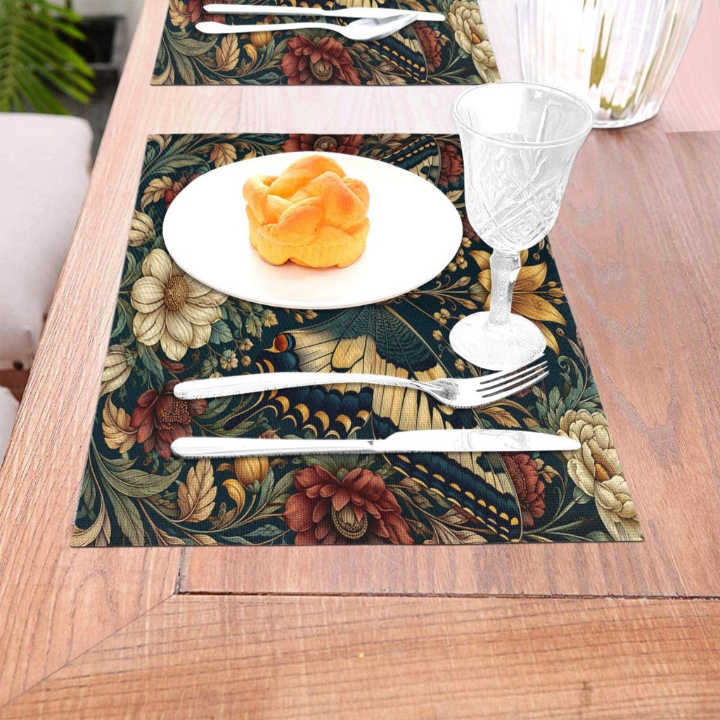Vintage Butterfly Floral Woven Placemat 12X18 in J191