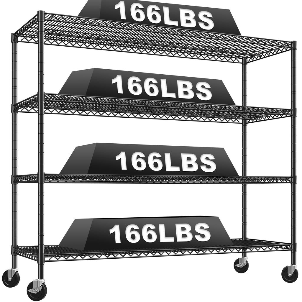 4-Tier Heavy Duty Metal Shelving Unit with Wheels X972
