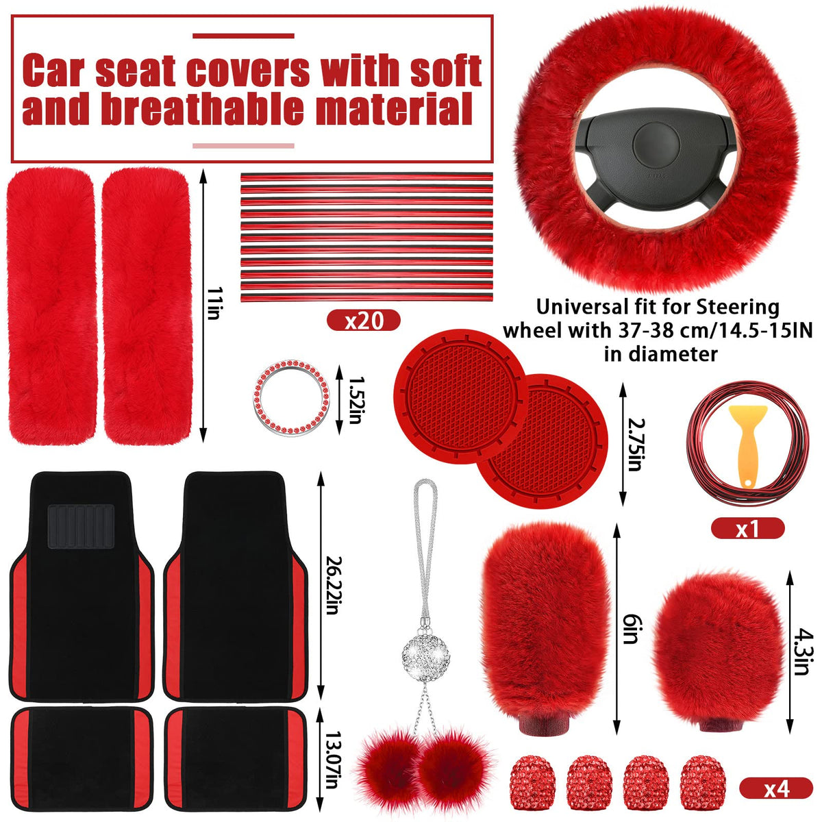 Red Black Car Seat Cover Full Set Z897527