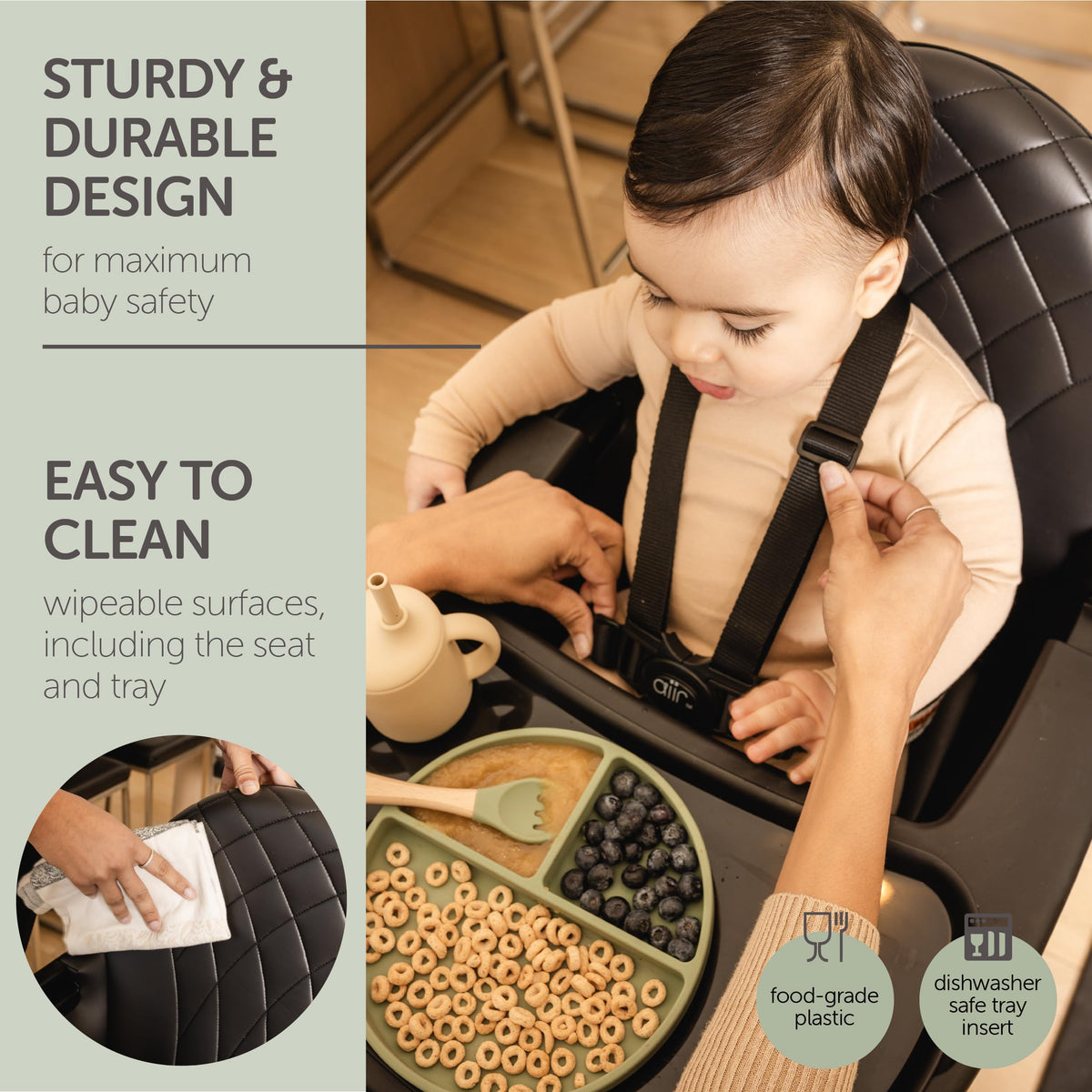 Convertible Wooden High Chair with Adjustable Height H406